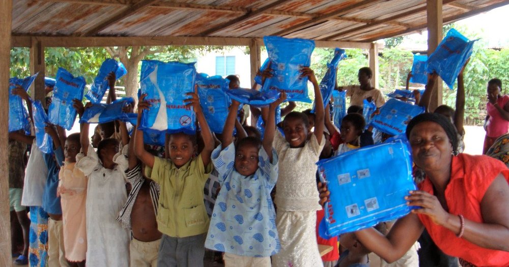 Mosquito net distribution supported through Against Malaria Foundation